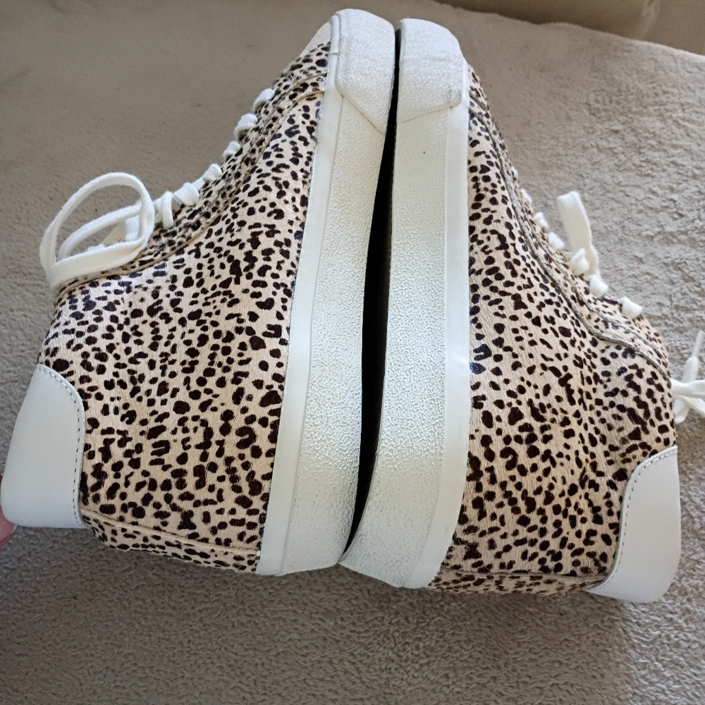 NWT Madewell Leopard Print Calf Hair High-Top Sneakers Women8.5/Men 7size. - Picture 5 of 10